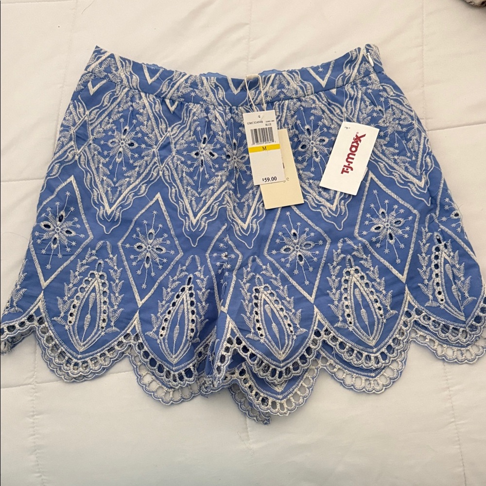 Blue Embroidered Skort